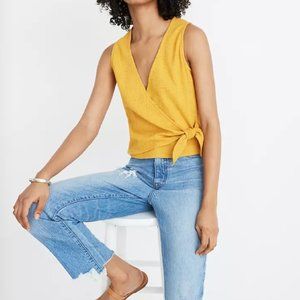 Madewell XS mustard crop wrap top